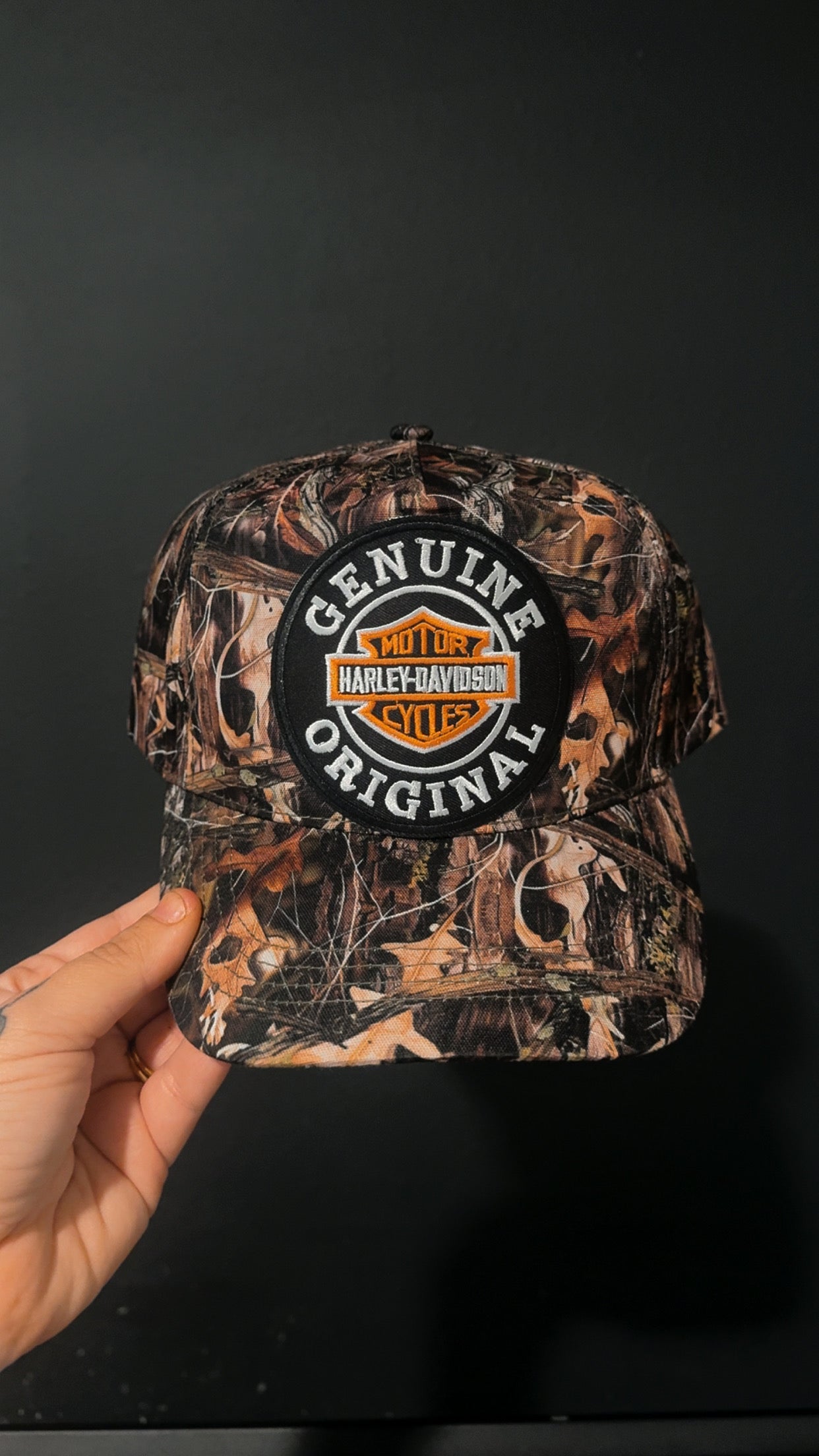 Circle camo trucker