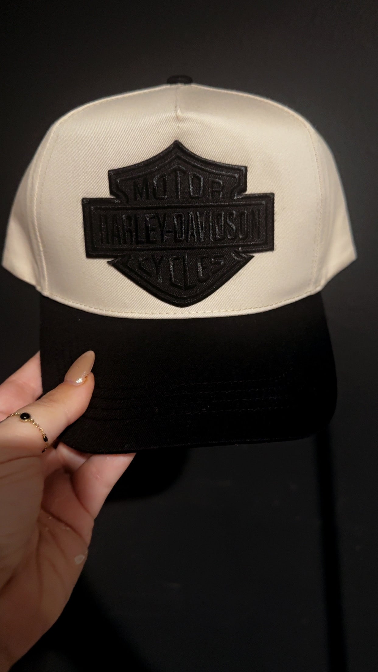 Black and cream matte trucker