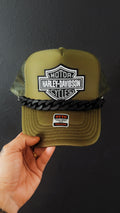 Olive green with black chain