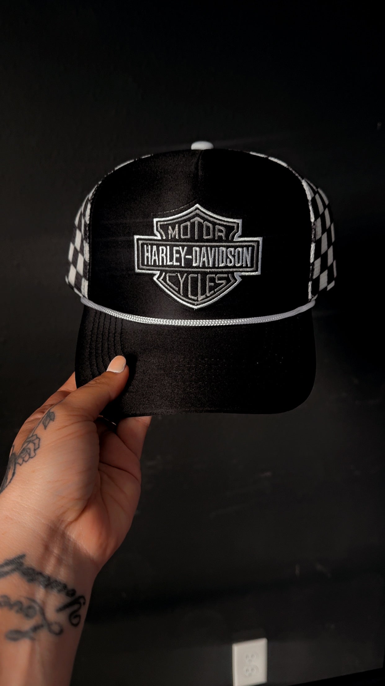Black check trucker